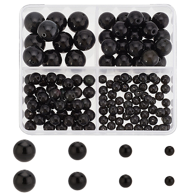 130Pcs 4 Style Natural Obsidian Beads Strands G-PH0002-48-1