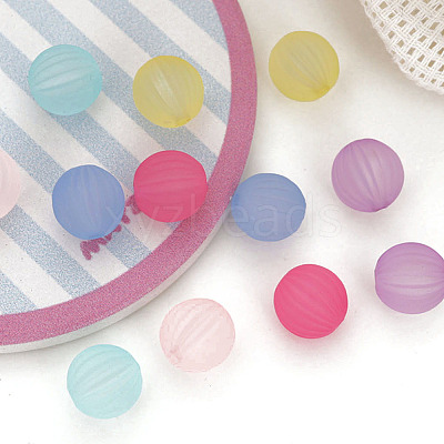 Rubberized Style Transparent Acrylic Beads OACR-K008-06-1