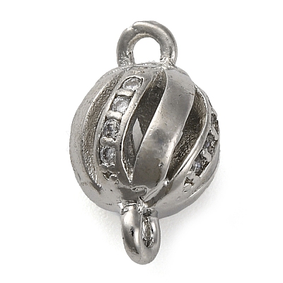 Brass Micro Pave Clear Cubic Zirconia Connector Charms KK-A230-06D-P-1