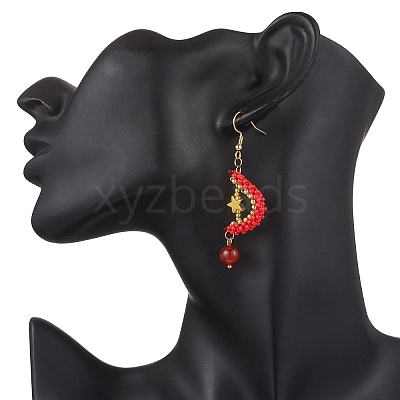 Natural Carnelian Dangle Earrings EJEW-MZ00544-04-1