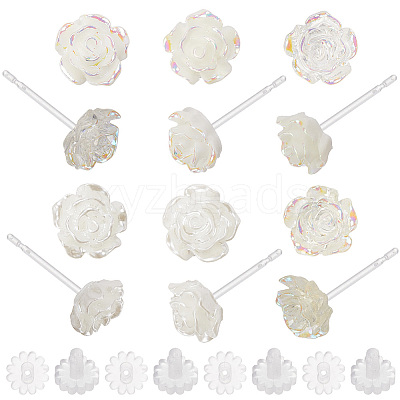12 Pairs 6 Styles Resin Stud Earrings EJEW-SP0001-14-1