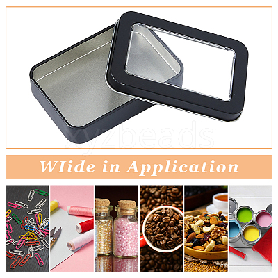 Tinplate Storage Box with Clear Window CON-WH0099-23EB-1