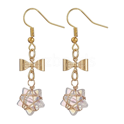 Glass Star Dangle Earrings EJEW-JE05548-05-1
