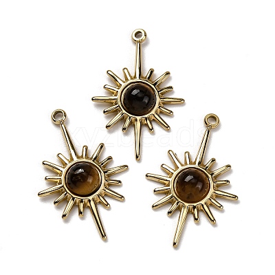 Natural Tiger Eye Pendants X-STAS-R005-02G-1