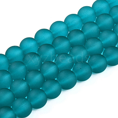 Frosted Transparent Glass Beads Strands X-GLAA-S031-8mm-37-01-1