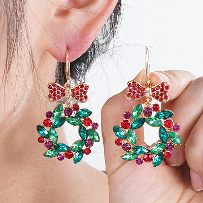 Christmas Alloy Rhinestone Stud Dangle Earrings FS-WG10992-26-1