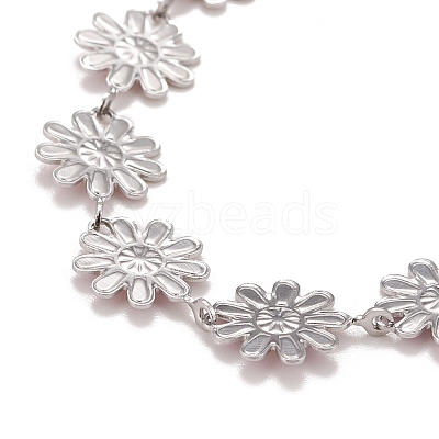 Enamel Daisy Link Chain Necklace NJEW-P220-01P-01-1