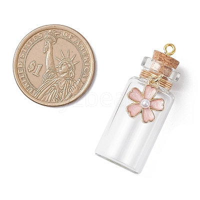 8Pcs Flower Glass Wish Bottle Pendants PALLOY-JF04568-1