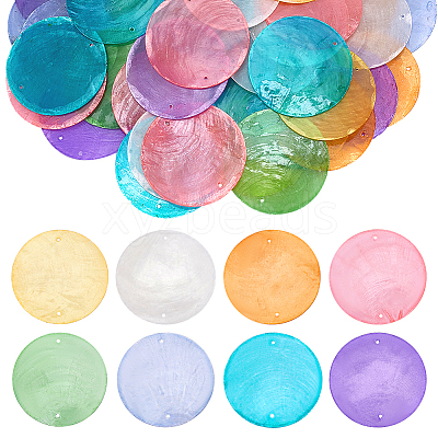 80Pcs 8 Colors Natural Capiz Shell Connector Charms SHEL-PH0001-49-1
