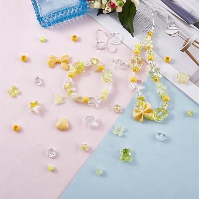 150 Pieces Random Rose Acrylic Beads Bear Pastel Spacer Beads Butterfly Loose Beads for Jewelry Keychain Phone Lanyard Making JX543B-1