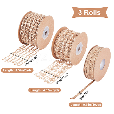 3 Rolls 3 Style Burlap Ribbons OCOR-AR0001-15-1