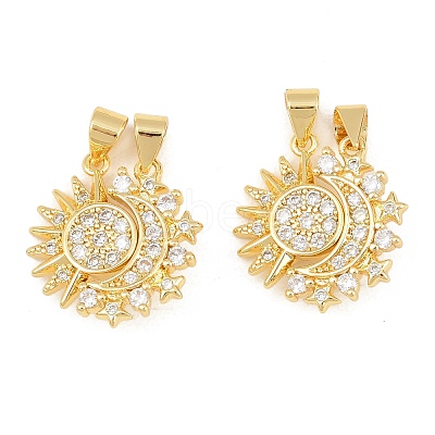 Brass Micro Pave Clear Cubic Zirconia Split Pendants KK-C169-03G-1