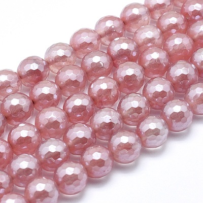 Electroplated Cherry Quartz Glass Beads Strands G-O164-04-10mm-1