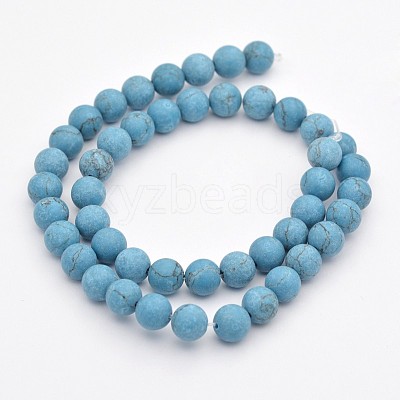 Synthetic Turquoise Round Beads Strands G-G735-13F-10mm-1