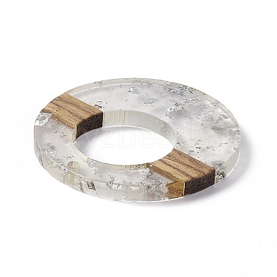 Transparent Resin & Walnut Wood Pendants RESI-M027-03G-1