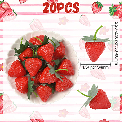 20Pcs Resin Simulated Strawberry AJEW-SP0003-29-1