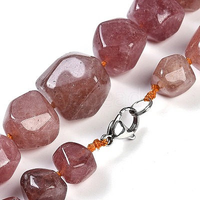 Natural Strawberry Quartz Nuggets Beaded Necklaces for Women Men NJEW-K388-01C-1