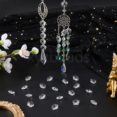 80Pcs Transparent Faceted Glass Connector Charms GLAA-SP0001-88B-01-1