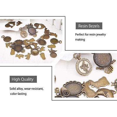 Alloy Pendant Cabochon Settings PALLOY-OC0001-42-1