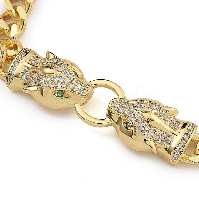 Brass Micro Pave Cubic Zirconia Link & Charm Bracelets BJEW-K261-02G-02-1