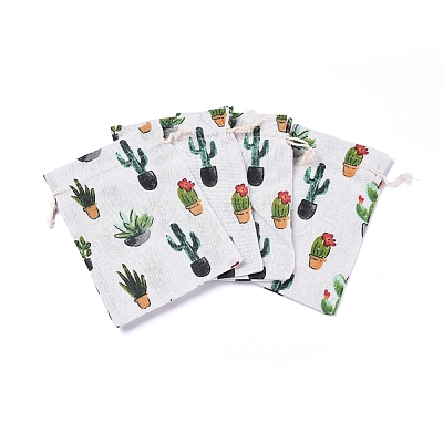 Polycotton(Polyester Cotton) Packing Pouches Drawstring Bags ABAG-T007-02L-1