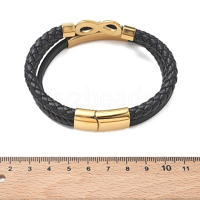 Braided Microfiber Leather Cord Multi-strand Bracelets BJEW-C153-01G-1