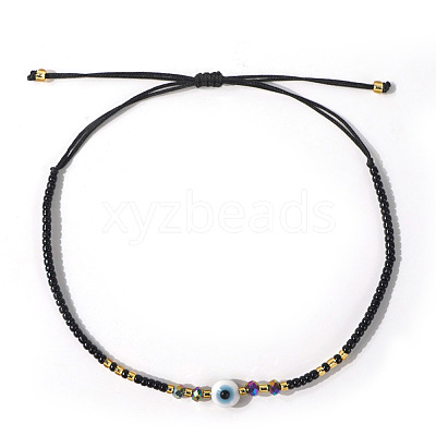 Glass Seed Beads & Resin Braided Bead Bracelets TK7632-8-1