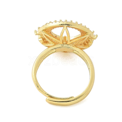 Flat Round Brass Micro Pave Cubic Zirconia Adjustable Ring Settings KK-K297-06G-1