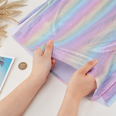 Rainbow Color Polyester Fabric DIY-WH0430-671-1