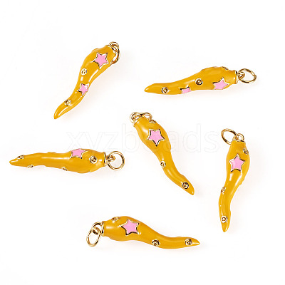 6Pcs Brass Enamel Pendants KK-SW0001-08B-1
