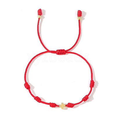 Fashionable Brass Cross Braided Cord Handmade Peruvian Knot Adjustable Bracelets VI1864-1