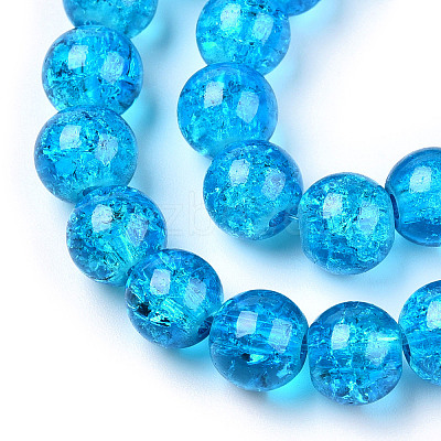 Spray Painted Crackle Transparent Glass Beads Strands CCG-Q001-10mm-06-A-1