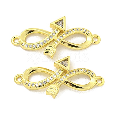 Rack Plating Brass Micro Pave Clear Cubic Zirconia Arrow Infinity Links KK-B091-48G-02-1