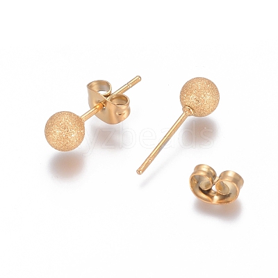 Ion Plating(IP) 304 Stainless Steel Stud Earrings EJEW-L215-58C-G-1