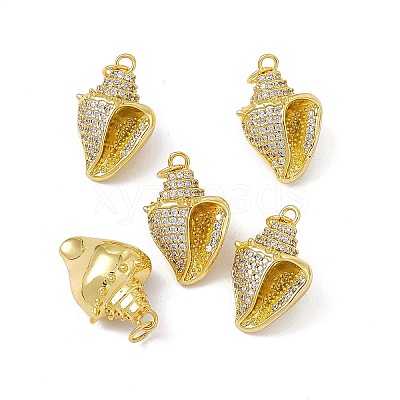 Rack Plating Brass Micro Pave Cubic Zirconia Pendants X-KK-C007-30G-1