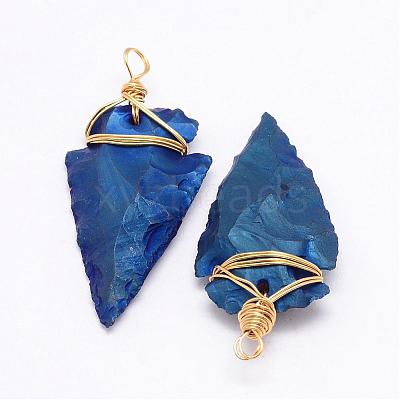 Electroplated Quartz Crystal Pendants G-G906-25G-1