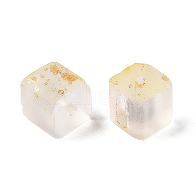 Frosted Glass Beads with Golden Glitter Powder DGLA-NH001-8mm-01A-1