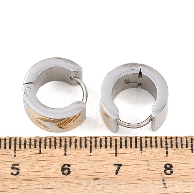 Two Tone 304 Stainless Steel Stripe Hoop Earrings EJEW-L307-04GP-02-1