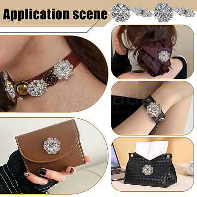 20Pcs 2 Colors Flower Zinc Alloy & Rhinestone & Glass Rivets BUTT-NB0001-83-1