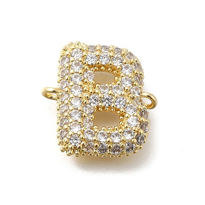 Brass Micro Pave Cubic Zirconia Letter Links KK-I717-04B-1