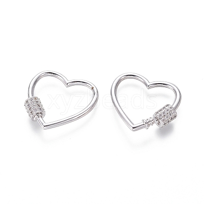 Brass Micro Pave Cubic Zirconia Screw Carabiner Lock Charms ZIRC-I031-12P-1