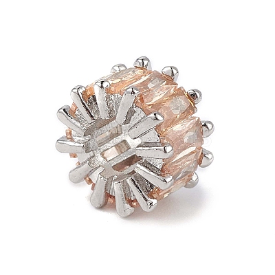 Rack Plating Brass Micro Pave Cubic Zirconia Beads KK-C019-01P-1