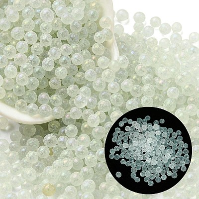 Luminous Glow in the Dark Transparent Glass Round Beads GLAA-F124-B02-1