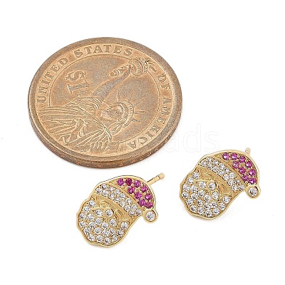 Christmas Rack Plating Brass Cubic Zirconia Stud Earrings EJEW-K245-55B-G-1