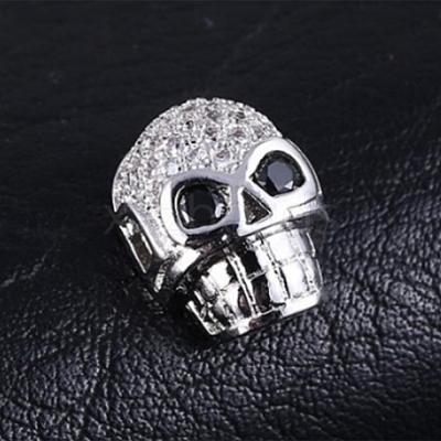 Brass Micro Pave Black Cubic Zirconia Beads ZIRC-WH0004-02P-1