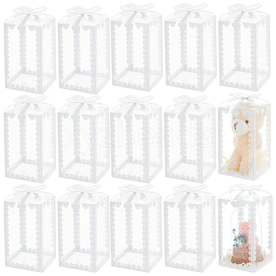Folding Heart Print Transparent PVC Gift Packing Boxes CON-WH0085-192B-02-1