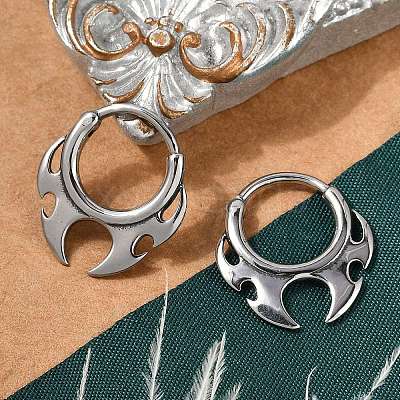 Fire Shaped 316 Surgical Stainless Steel Hoop Earrings X-EJEW-G416-35P-1