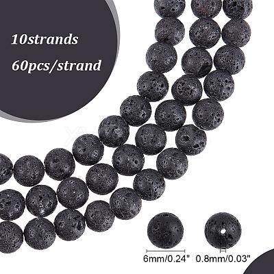 Synthetic Lava Rock Beads Strands G-S277-6mm-01-1