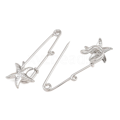 Starfish 304 Stainless Steel Safety Pins Brooch Findings SA-CBA098D-16I-P01-1
