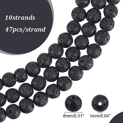 Synthetic Lava Rock Beads Strands G-S277-8mm-01-1
